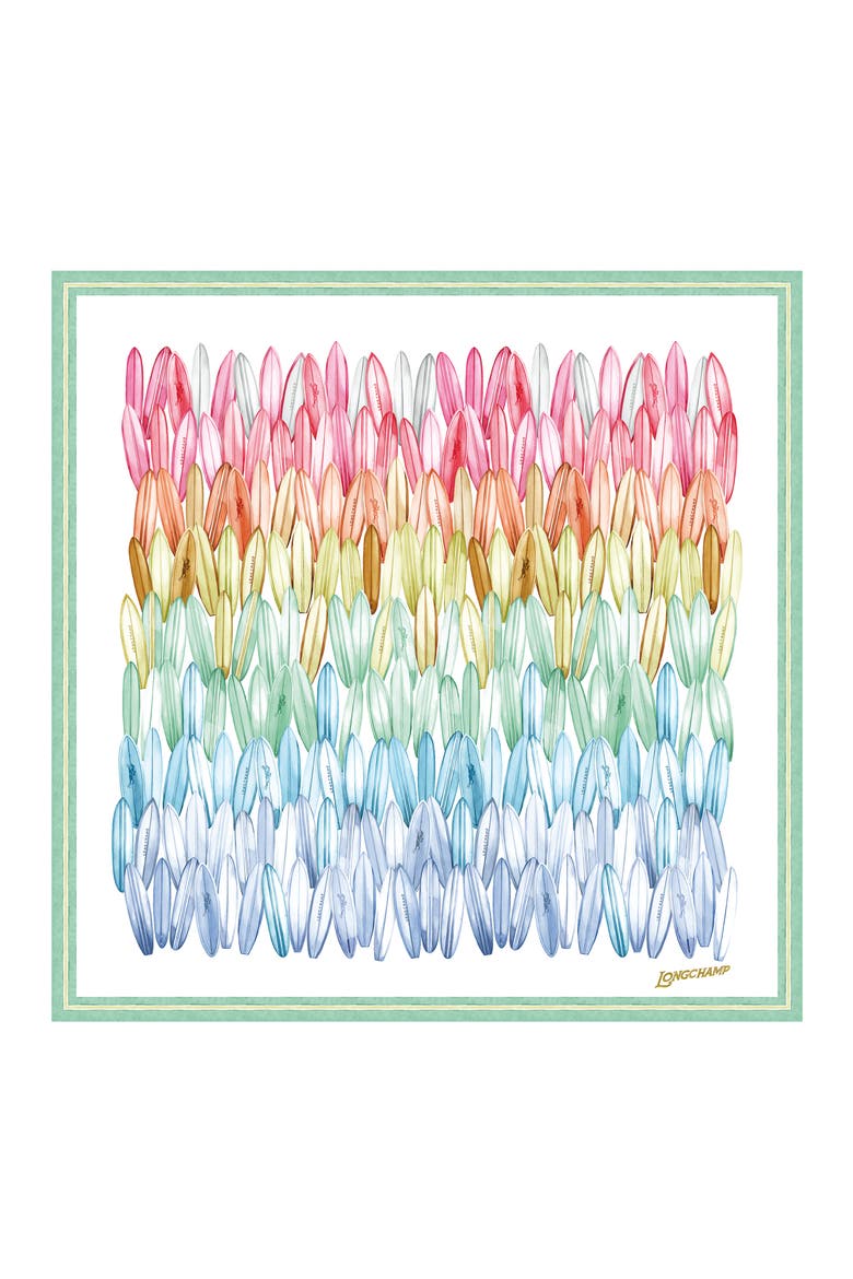 Surfboard Silk Square Scarf, Main, color, RAINBOW MULTI