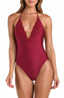 Terra Lace-Trimmed Plunge One-Piece Swimsuit