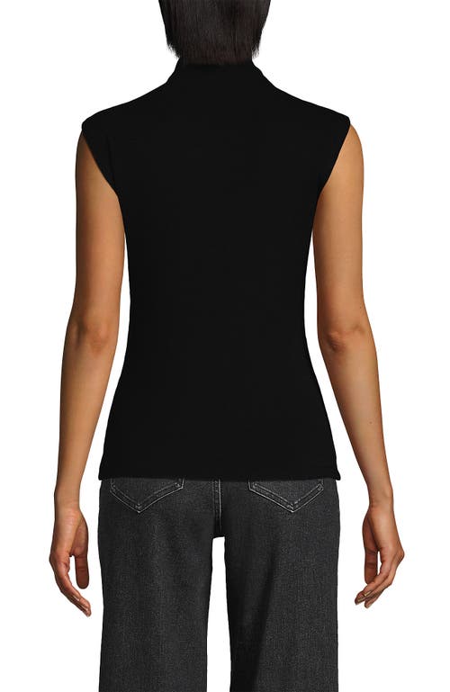 Lands' End Cap Sleeve Drapey Rib Fitted Funnel Neck Tank In Black