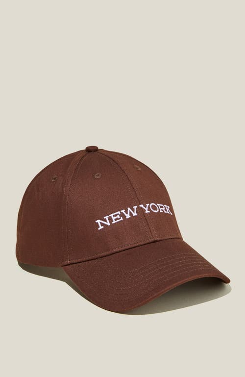 Cotton On Men's 6 Panel Ball Cap In Chocolatenew York