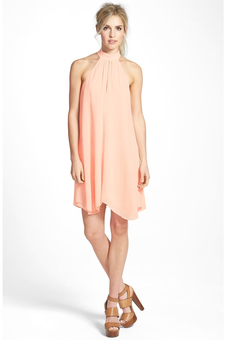 Halter A-Line Dress, Main, color, PINK TROPICS