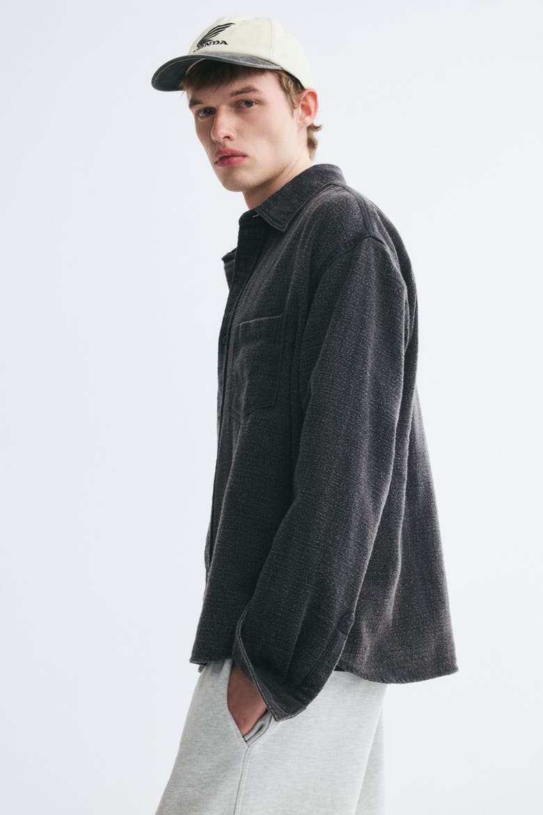 Cotton Overshirt, Alternate, color, Washed black