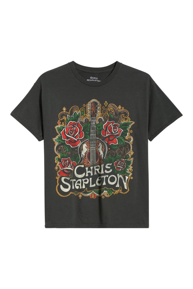 Chris Stapleton Floral Rose Cotton Graphic T-Shirt, Alternate, color, BLACK