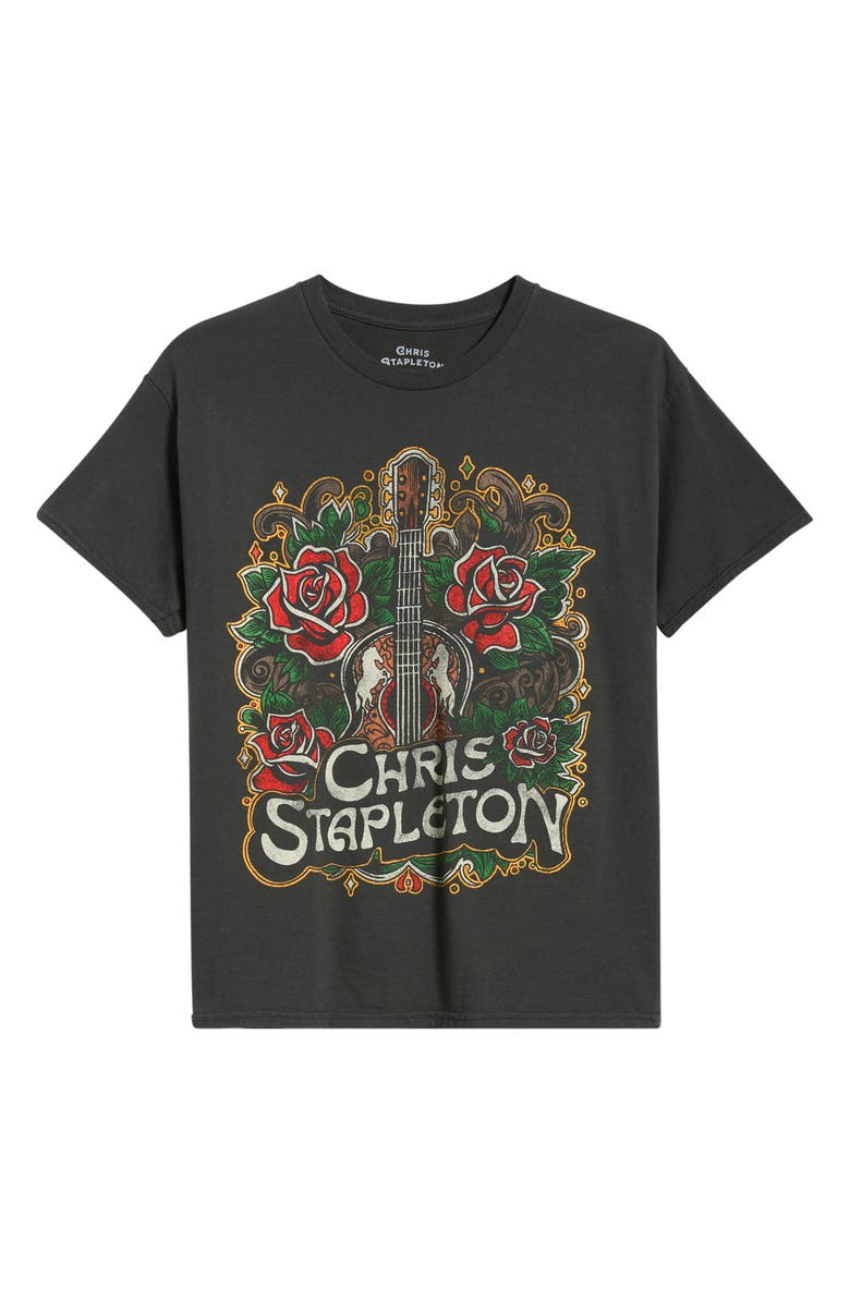 Merch Traffic Chris Stapleton Floral Rose Cotton Graphic T-Shirt, Alternate, color, Black