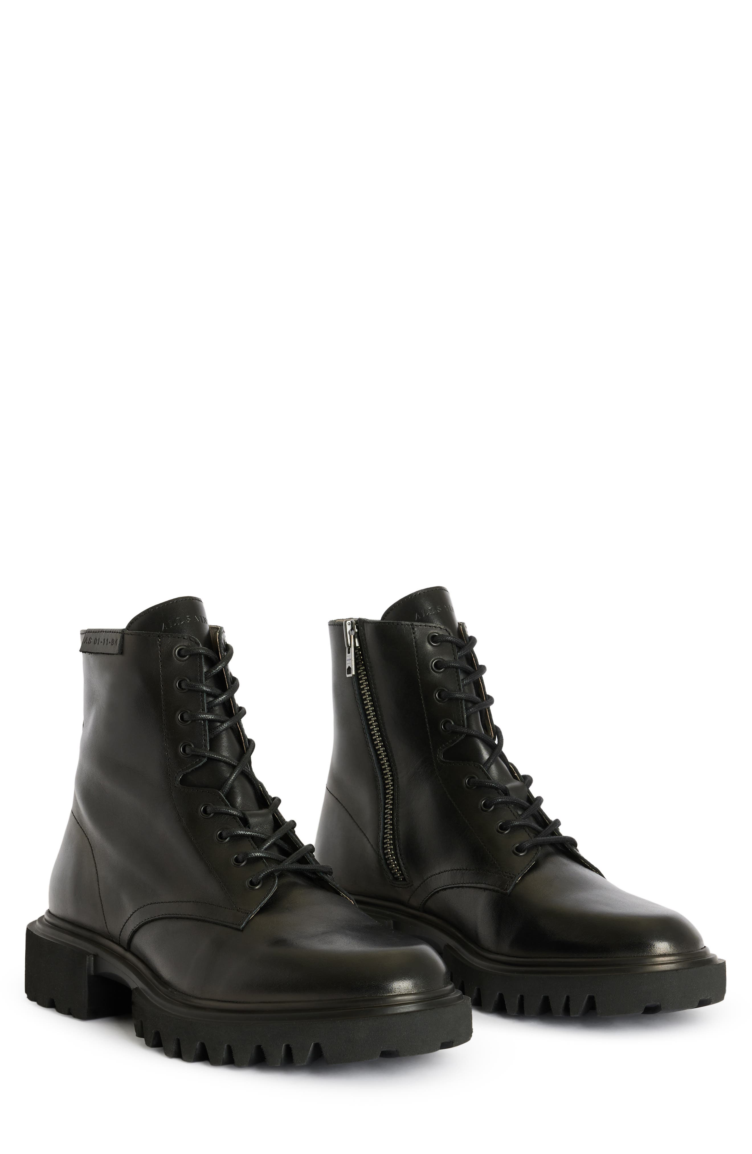 AllSaints Vaughan Zip Derby Boot, Main, color, Black
