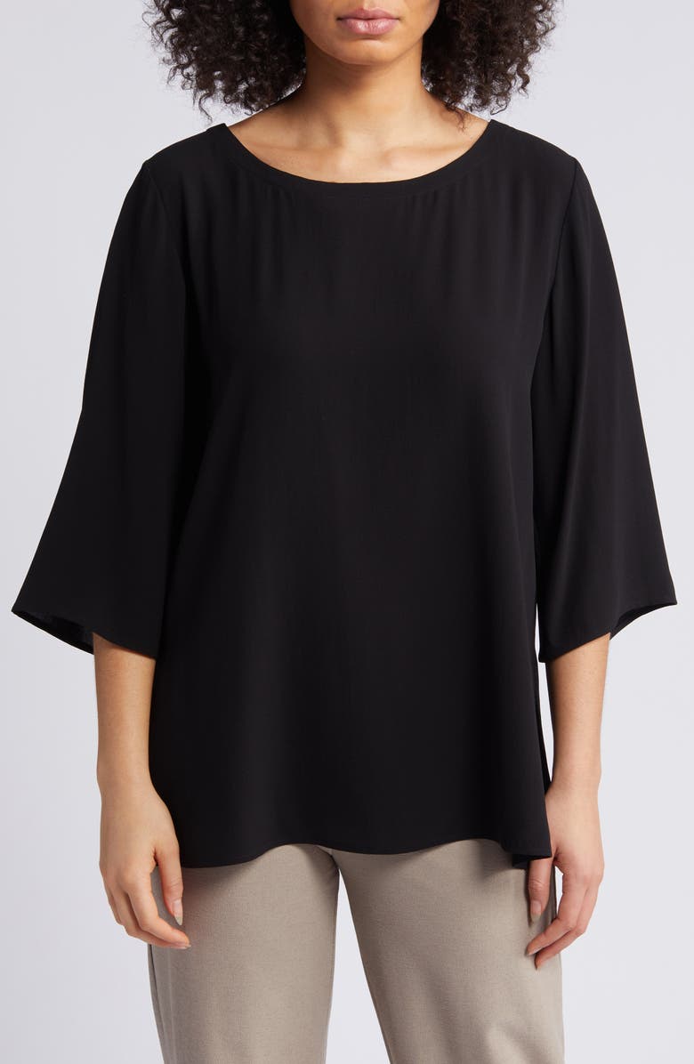 Eileen Fisher Ballet Neck Silk Top, Main, color,