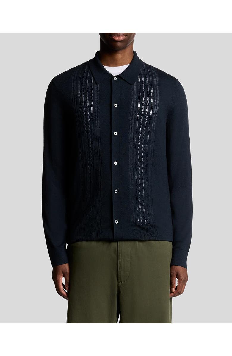 Lyle & Scott Long Sleeve Cable Knitted Shirt, Alternate, color, Carbon