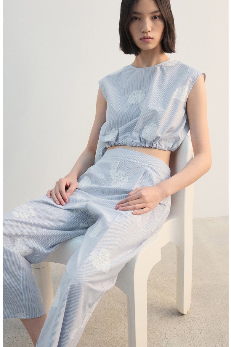 Embroidered Stripe Pants, Alternate, color, BLUE