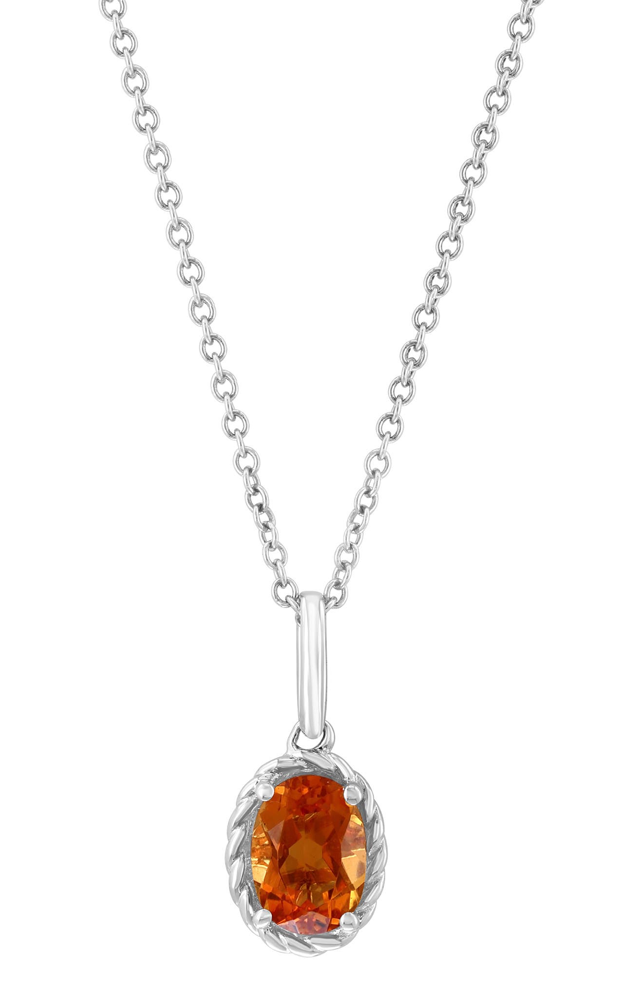 Sterling Silver Citrine Pendant Necklace