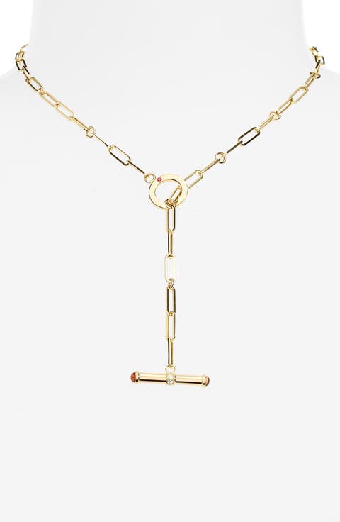 Oro Diamond & Ruby Lariat Necklace