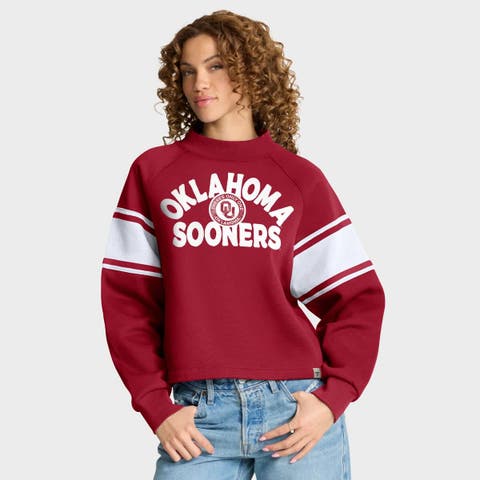 Women
s Fanatics Crimson Oklahoma Sooners Oversized Hometown Premium Punt Coverage Raglan Pullover Sweatshirt