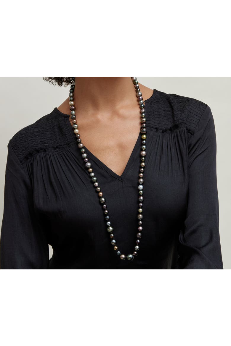 Opera Length 9-14mm Tahitian Multicolor South Sea Pearl Necklace, Alternate, color, White Gold Clasp
