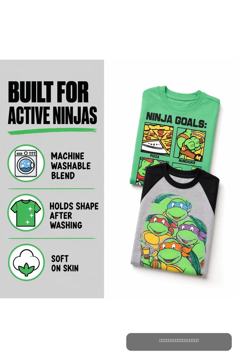Teenage Mutant Ninja Turtles 2-pack Long Sleeve Graphic T-shirts (toddler, Little Kid & Big Kid), Alternate, color, Green Heather Grey
