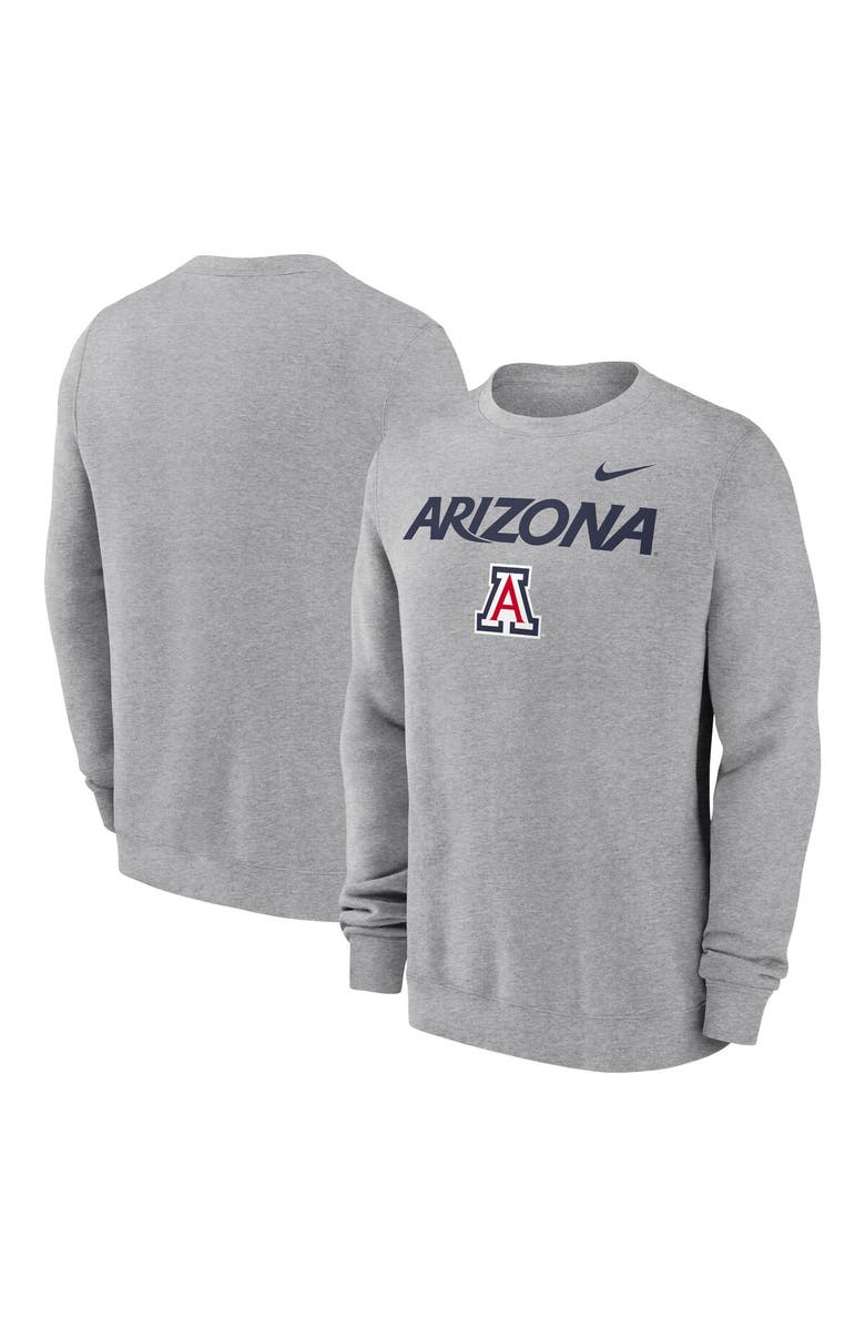 Nike Men's Nike Heather Gray Arizona Wildcats Primetime Primary Stack Pullover Sweatshirt, Alternate, color, Heather Gray