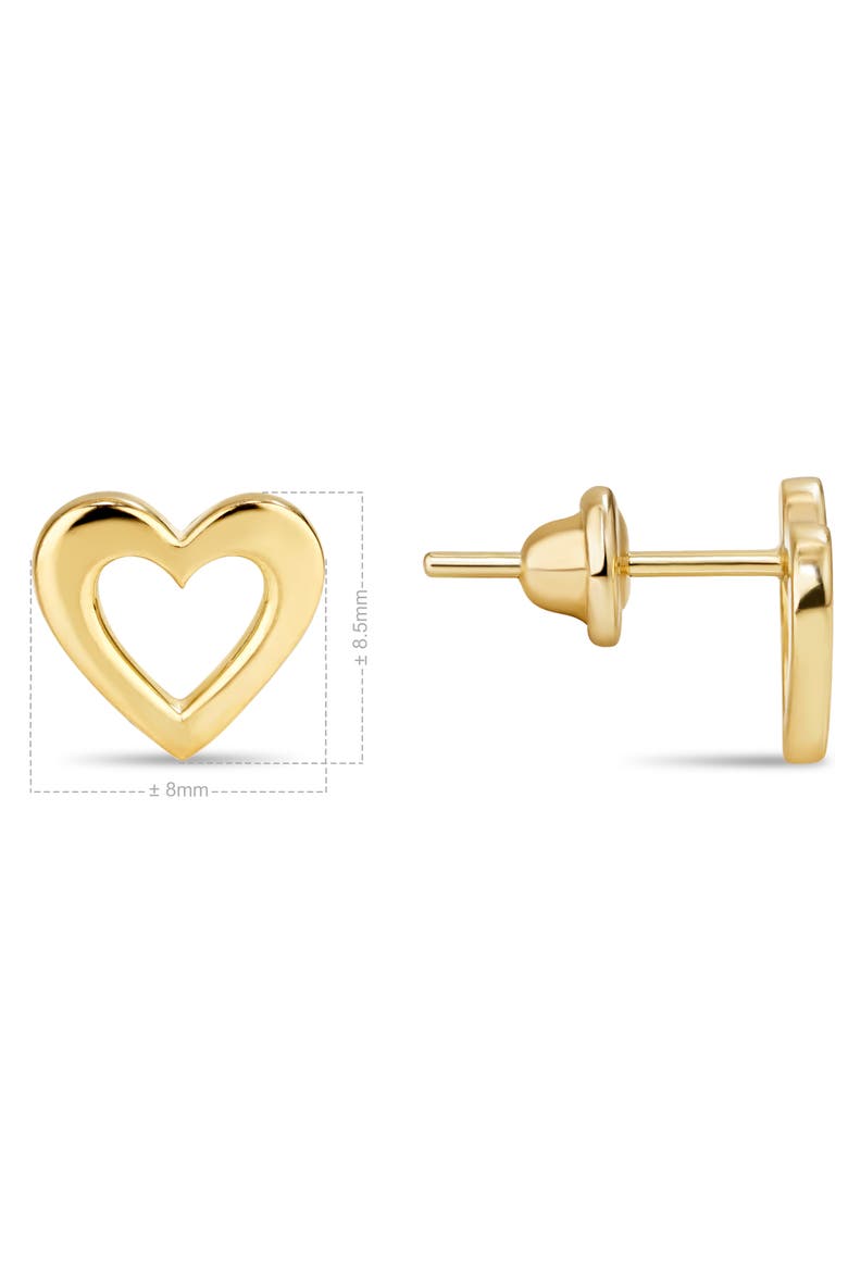 Open Heart Stud Earrings in 14K Gold, Alternate, color, Yellow Gold