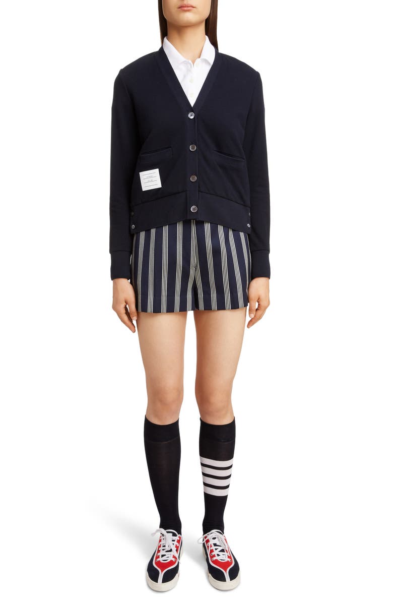 Thom Browne Stripe Piqué Cardigan, Alternate, color,