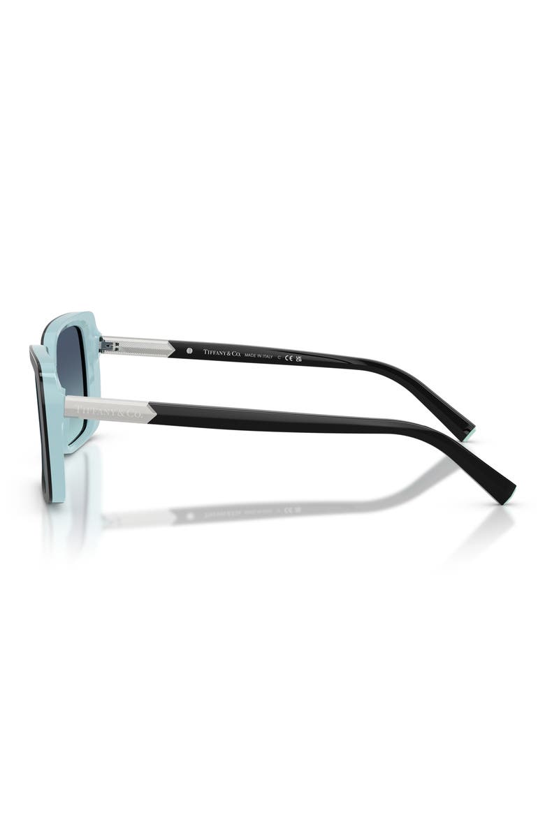 55mm Gradient Rectangular Sunglasses, Alternate, color, BLACK ON TIFFANY BLUE / AZURE