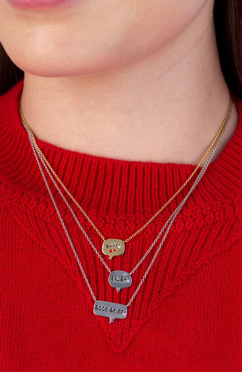 Crislu x Peanuts<sup>®</sup> GOOD GRIEF! Thought Bubble Pendant Necklace, Alternate, color, Pure Platinum / Clear Stone