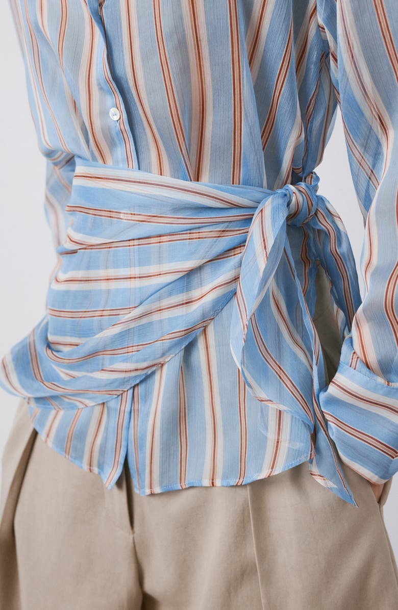 MANGO Stripe Scarf Hem Button-Up Shirt, Alternate, color, 