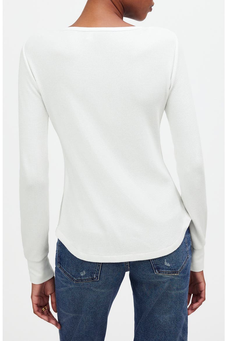 Waffle Knit Scoop Neck Henley Top, Alternate, color, EYELET WHITE