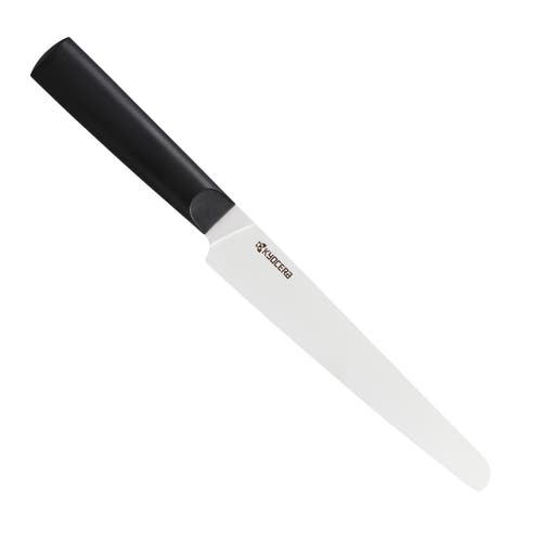 Kyocera Innovationwhite 7-inch Ceramic Bread Knife, White Micro Serrated Blade With Non-slip Black H In Black
