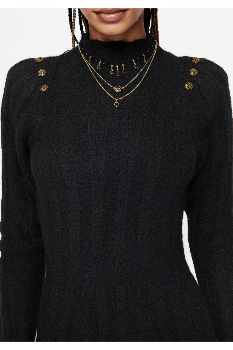 Dream Ribbed Skater Knit Dress, Alternate, color, Black