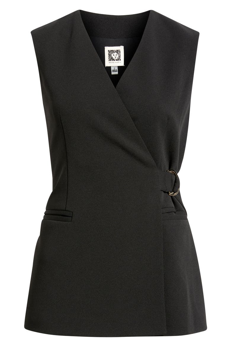 Longline Crepe Wrap Vest, Alternate, color, ANNE BLACK