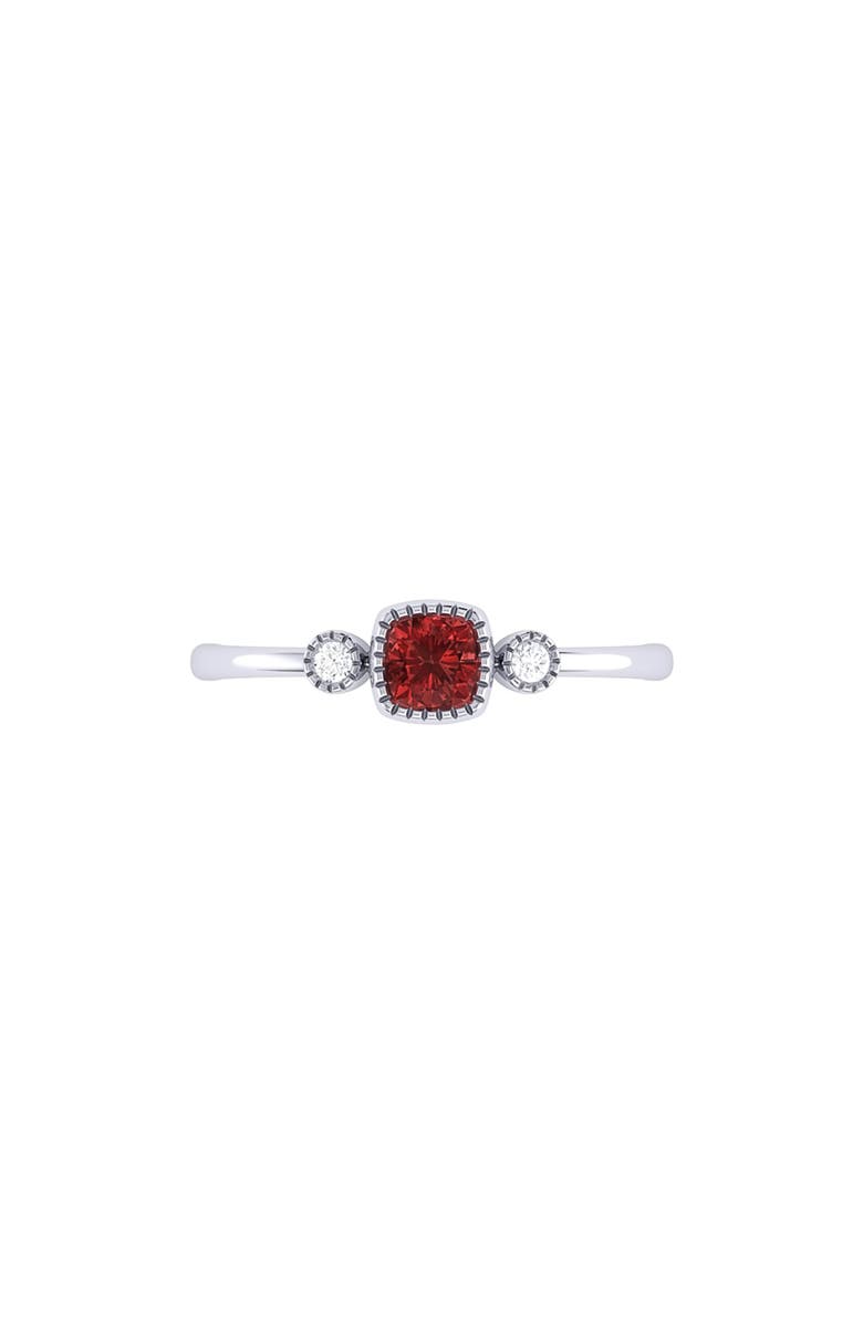 LuvMyJewelry Cushion Cut Garnet & Diamond Ring, Alternate, color, 14K White Gold