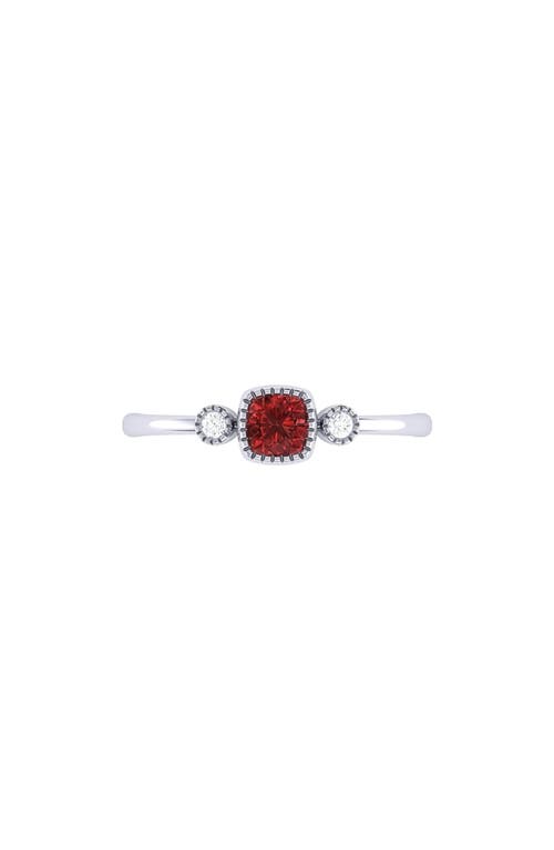 Luvmyjewelry Cushion Cut Garnet & Diamond Ring In Metallic