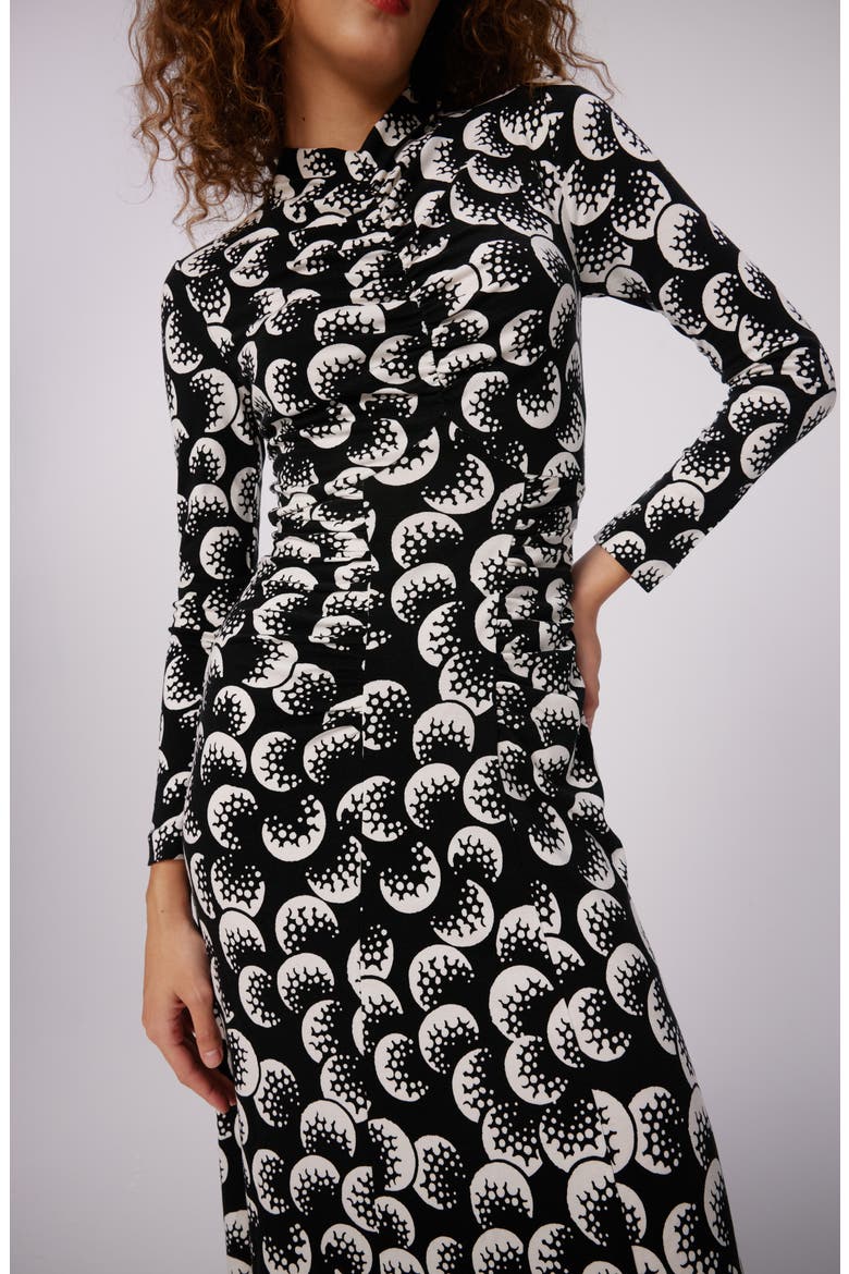 Emanuelle Print Mock Neck Midi Dress, Alternate, color, MOON LANDING LG