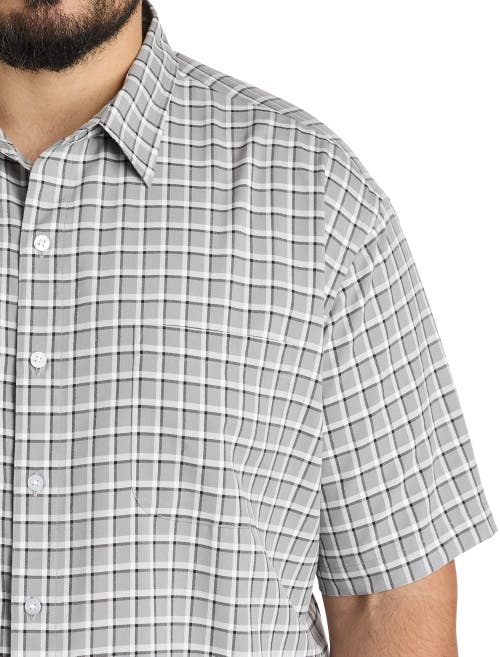 Harbor Bay By Dxl Big & Tall Plaid Microfiber Sport Shirt In Gray