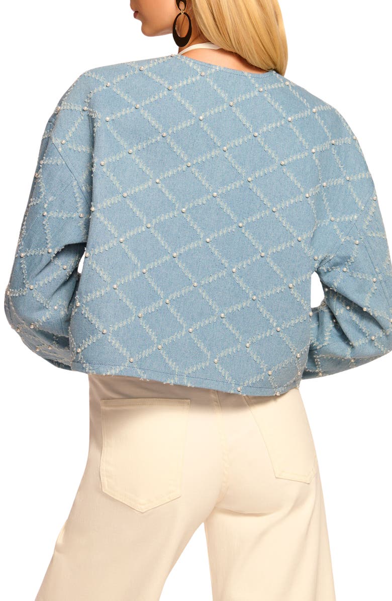 Ramy Brook Geo Jacquard Faux Pearl Embellished Jacket, Alternate, color, 