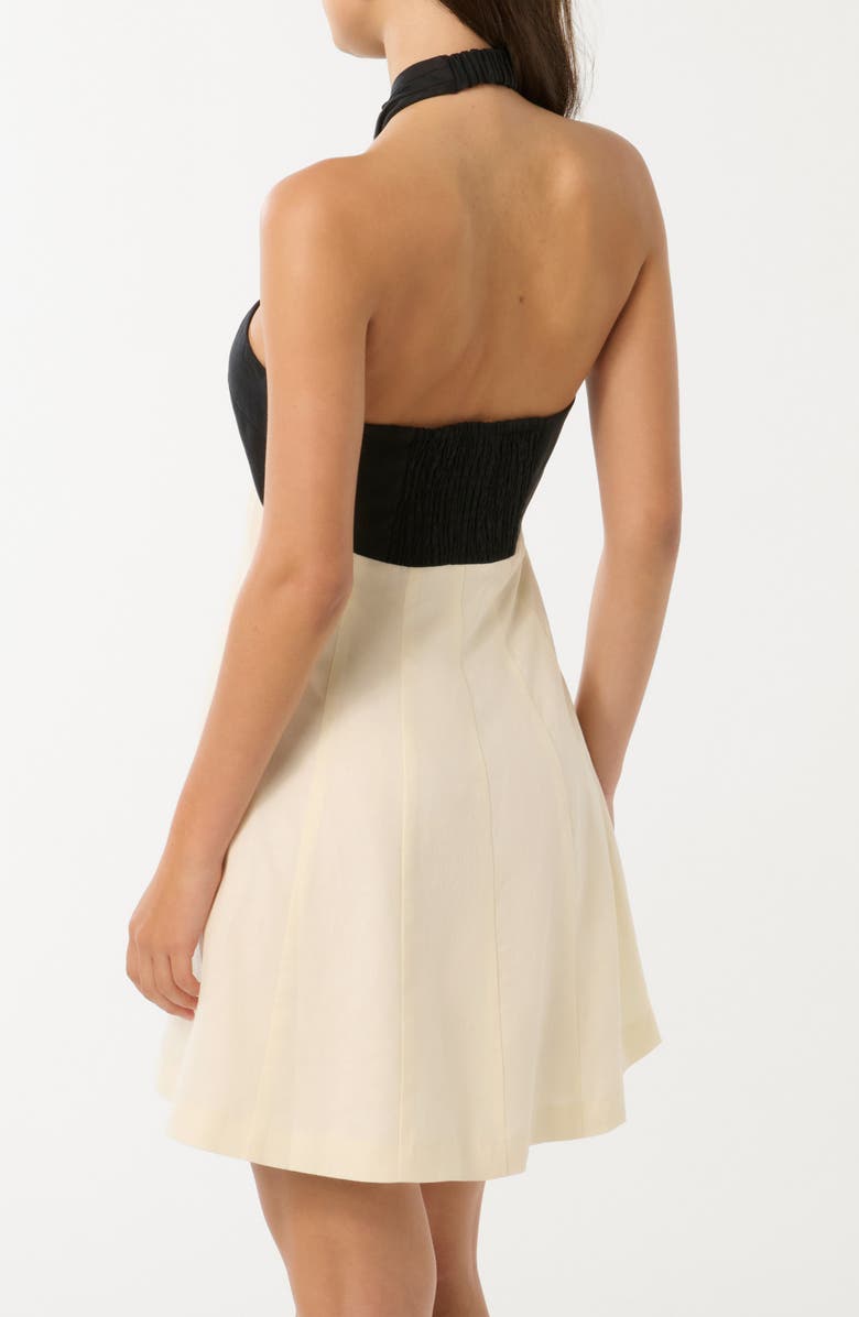 Lea Contrast Detail Halter Neck Linen Minidress
