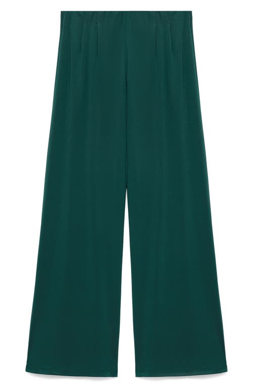 Mango Pleated Wide Leg Pants In Green