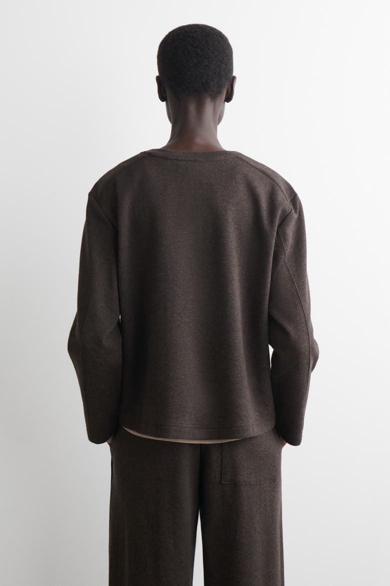 Cotton Long-Sleveled Top, Alternate, color, DARK BROWN