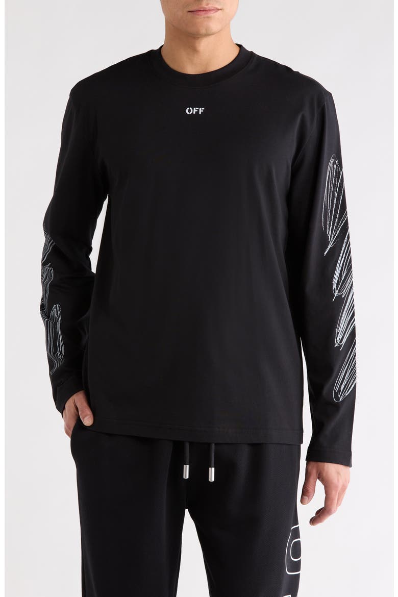 Scribble Diagonal Skate Sweatshirt, Main, color, BLACK-WHITE