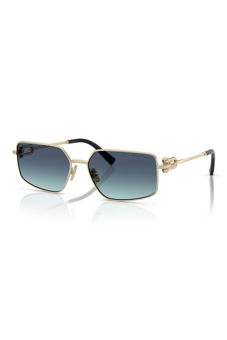 58mm Rectangular Sunglasses, Alternate, color, GOLD / AZURE GRADIENT BLUE