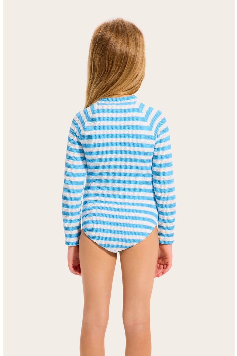 Kids' Textured Long Sleeve One-Piece Rashguard Swimsuit, Alternate, color, POWDER BLUE