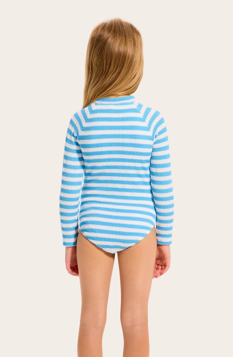 Seafolly Kids' Textured Long Sleeve One-Piece Rashguard Swimsuit, Alternate, color, Powder Blue
