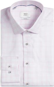 1863 by Eterna Slim Fit Check Non-Iron Cotton Twill Dress Shirt