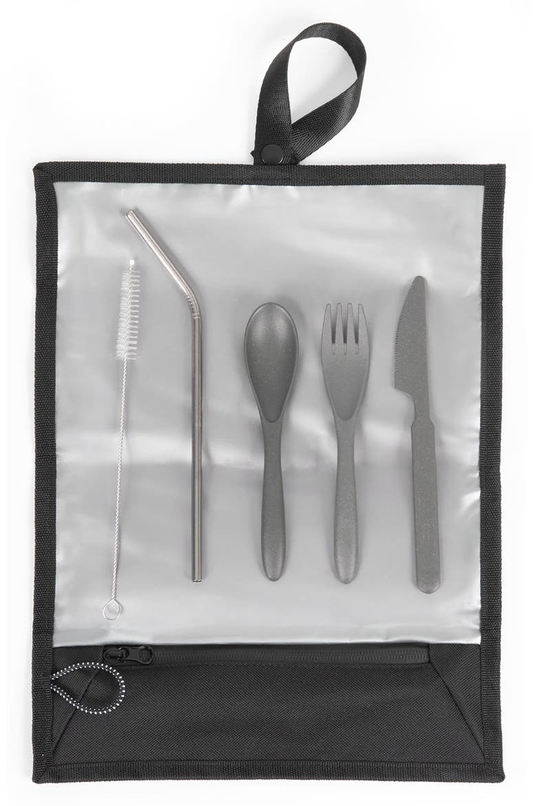 Tarana Lunch Cooler Tote Bag & Utensils, Alternate, color, BLACK
