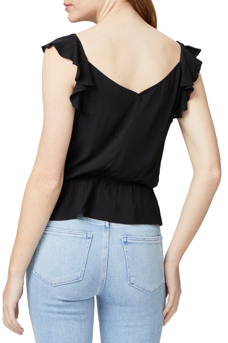 Fenna Ruffle V-Neck Top, Alternate, color, BLACK