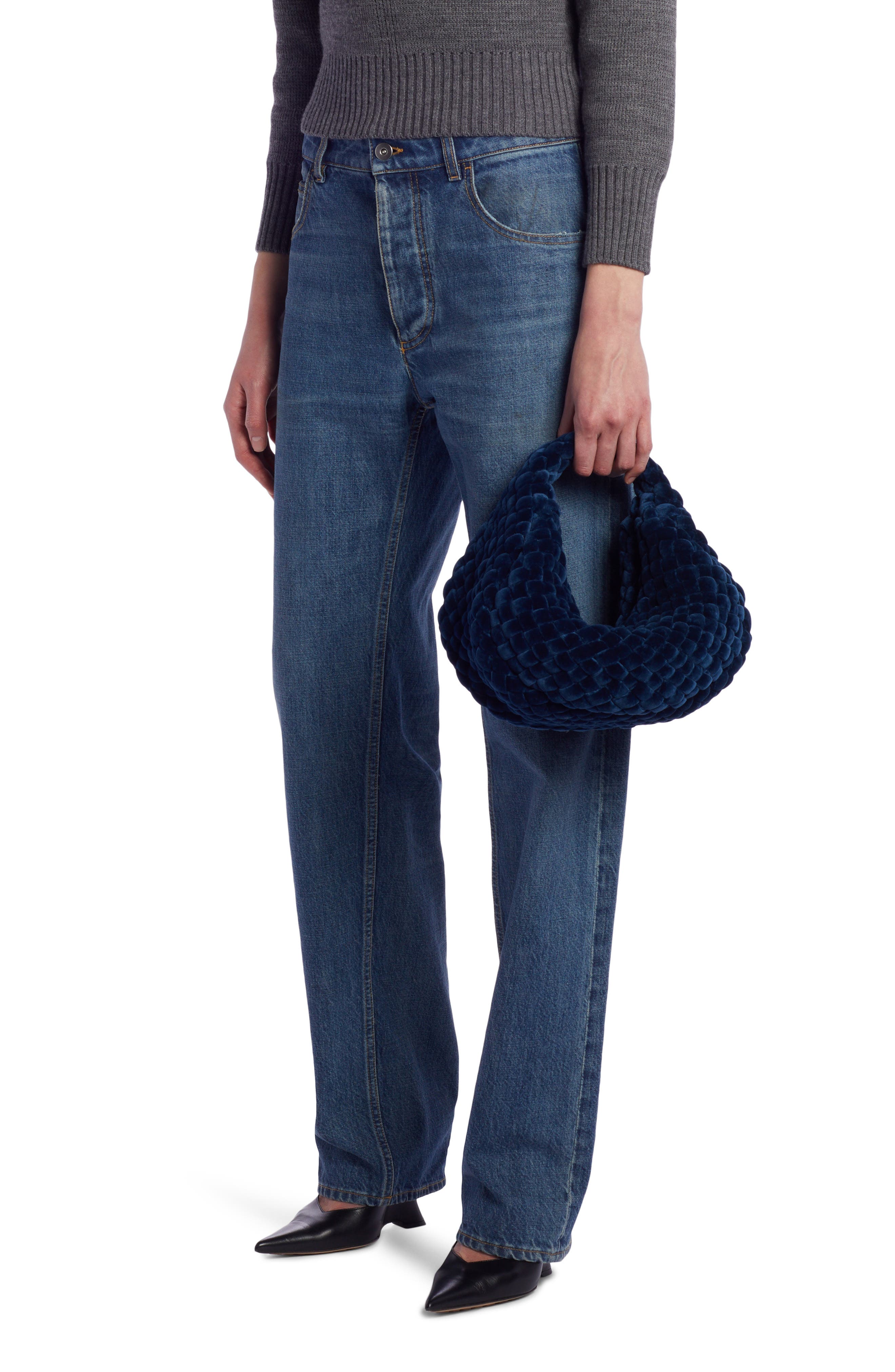 Bottega Veneta Mini Jodie Padded Intreccio Velvet Hobo, Alternate, color, 