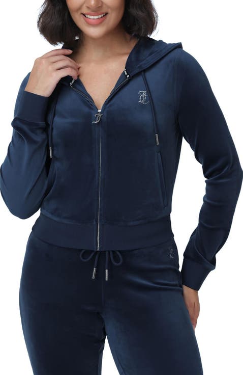 Luxe Velour Juicy Hoodie With Double Bling