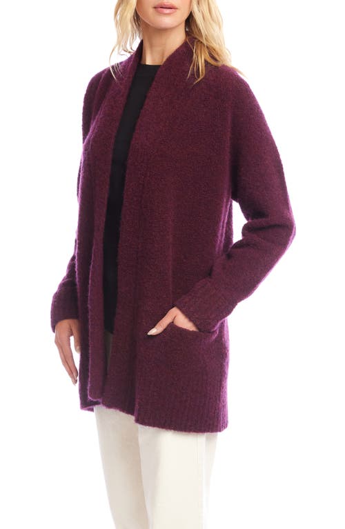 Karen Kane Bouclé Open Front Cardigan In Burgundy
