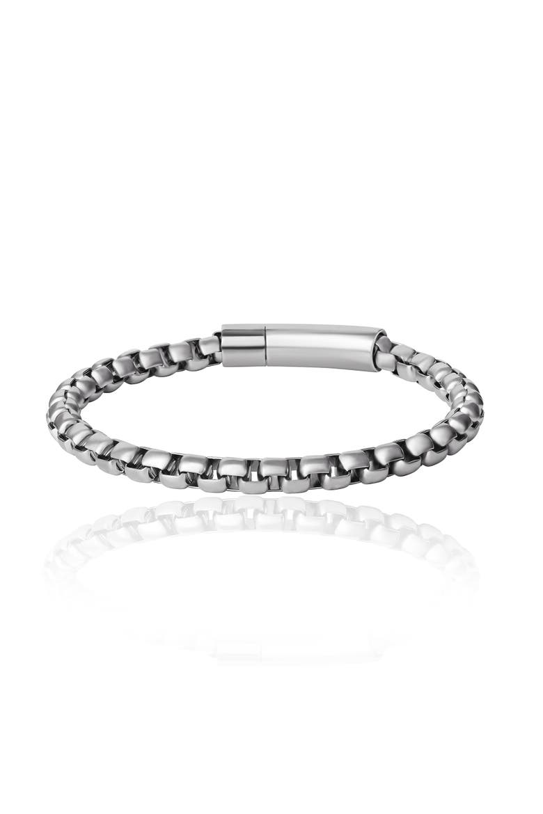 Silver-Tone Box Chain Bracelet, Main, color, Silver