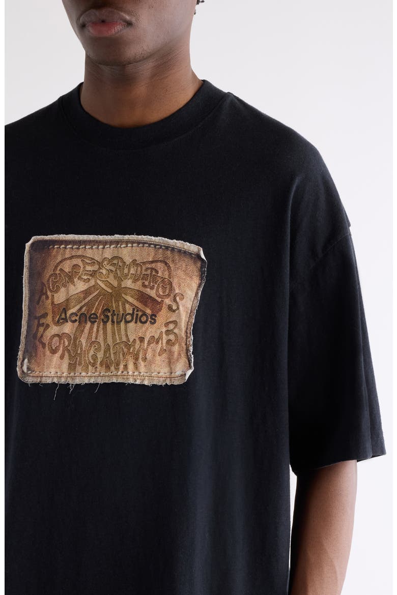 Exford U Bow Label Logo Patch T-Shirt, Alternate, color, FADED BLACK