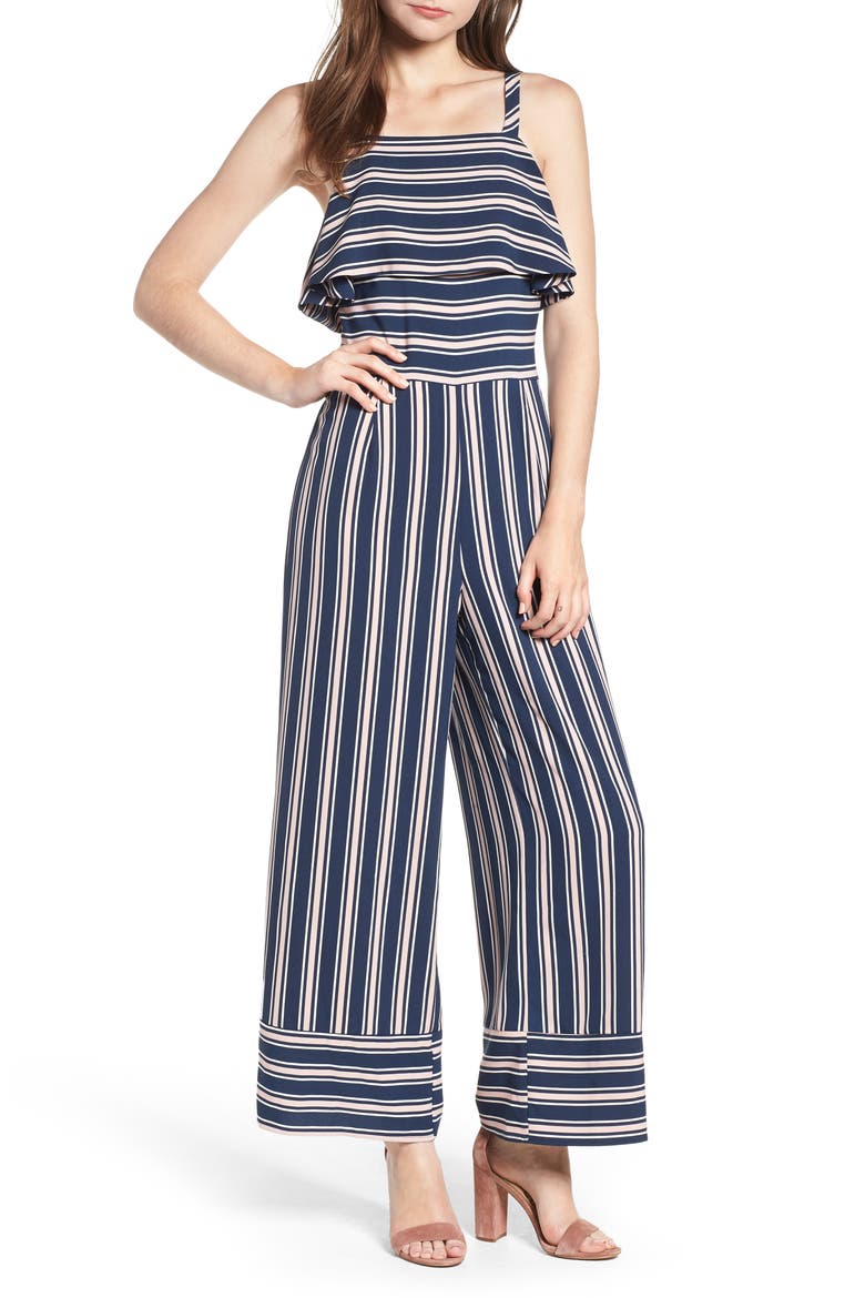 Stripe Jumpsuit, Main, color, NAVY PEACOAT STRIPE