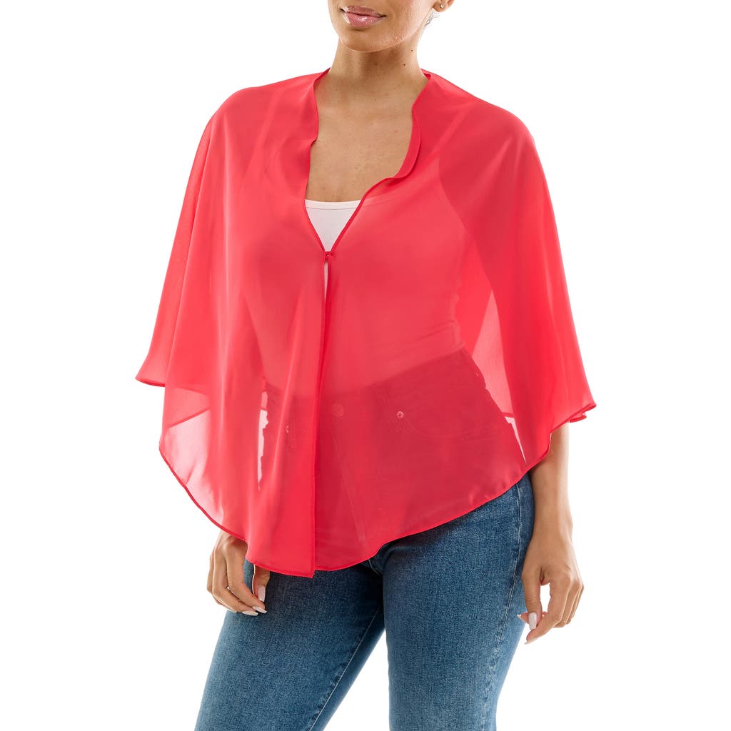 Nina Leonard Chiffon Capelet In Cherry
