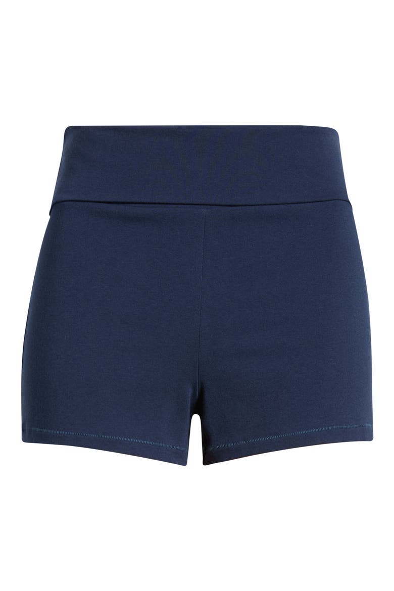 Stretch Cotton Jersey Foldover Shorts, Main, color, NAVY